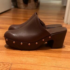 Naturalizer Dark Brown Leather Mules